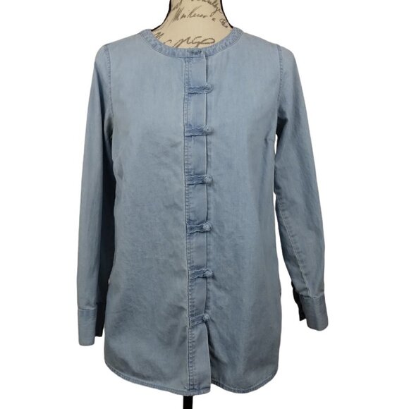 J. Jill | Chambray Knot Button Shirt | Size XS - Picture 1 of 8